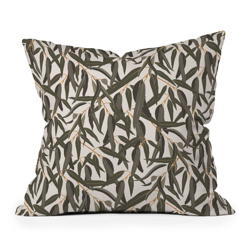 Iveta Abolina Eucalyptus Leaves Cream Throw Pillow