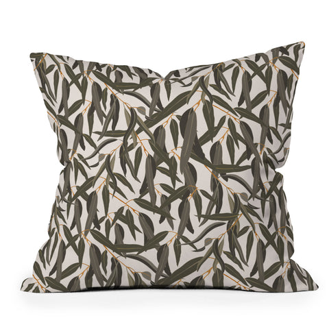 Iveta Abolina Eucalyptus Leaves Cream Outdoor Throw Pillow
