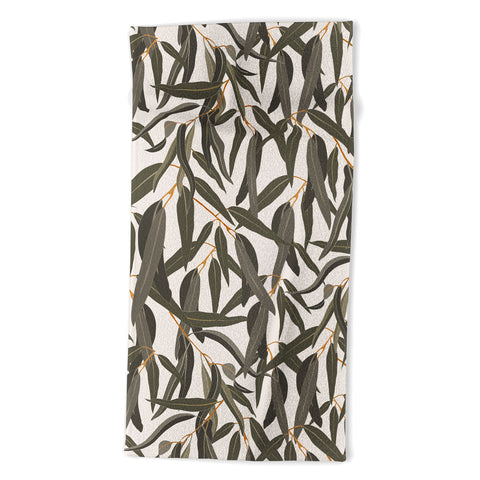 Iveta Abolina Eucalyptus Leaves Cream Beach Towel
