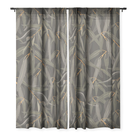 Iveta Abolina Eucalyptus Leaves Deep Olive Sheer Non Repeat