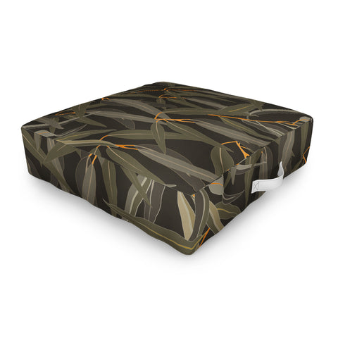 Iveta Abolina Eucalyptus Leaves Deep Olive Outdoor Floor Cushion
