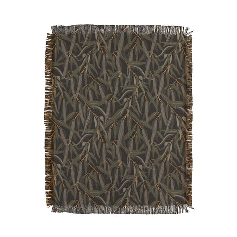 Iveta Abolina Eucalyptus Leaves Deep Olive Throw Blanket