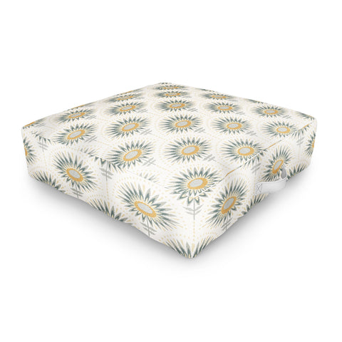 Iveta Abolina Fan Floral Teal Outdoor Floor Cushion