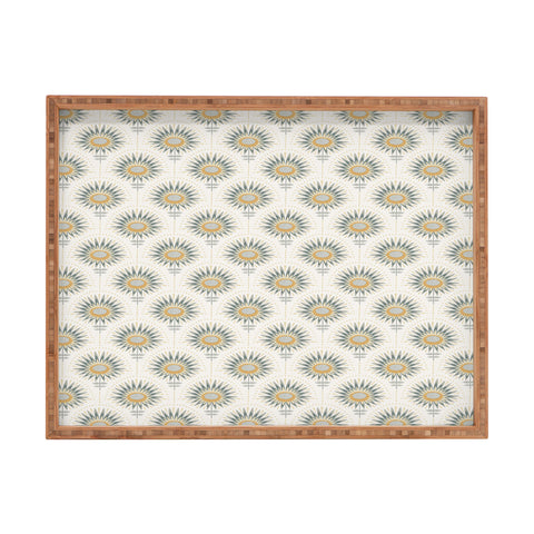 Iveta Abolina Fan Floral Teal Rectangular Tray