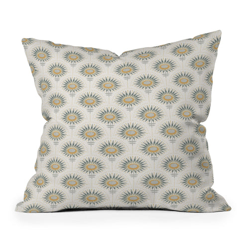 Iveta Abolina Fan Floral Teal Throw Pillow