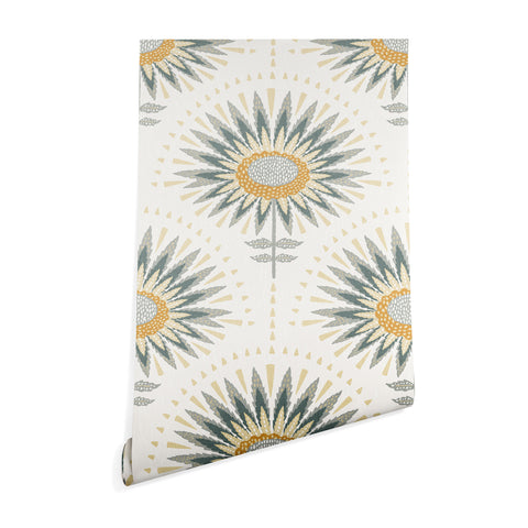 Iveta Abolina Fan Floral Teal Wallpaper