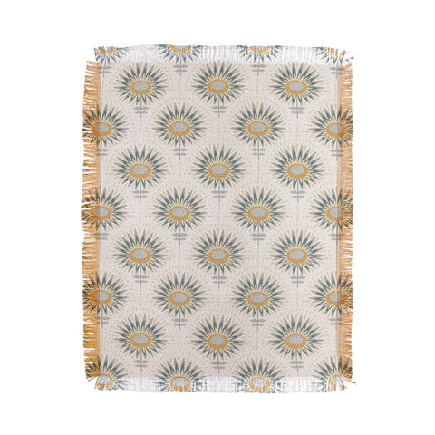 Iveta Abolina Fan Floral Teal Throw Blanket