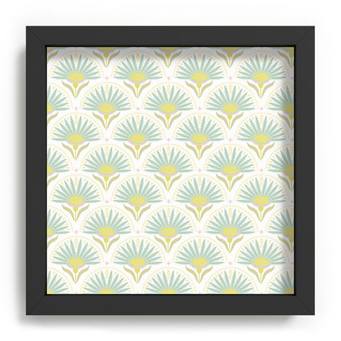 Iveta Abolina Fan Florals Aqua Yellow Recessed Framing Square