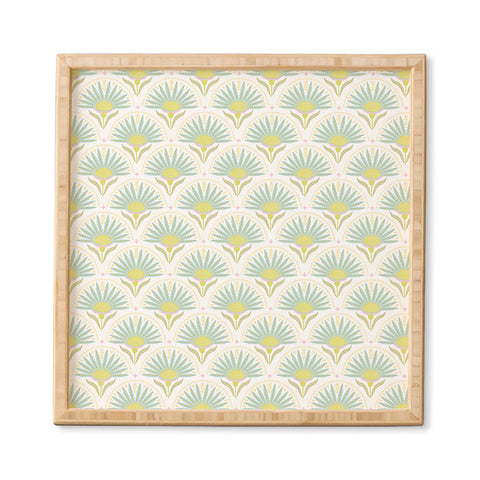 Iveta Abolina Fan Florals Aqua Yellow Framed Wall Art