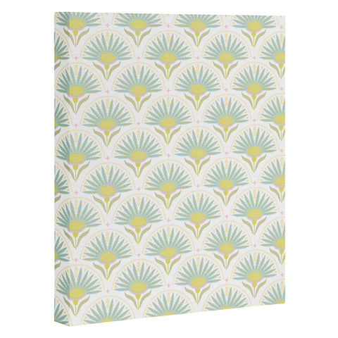 Iveta Abolina Fan Florals Aqua Yellow Art Canvas