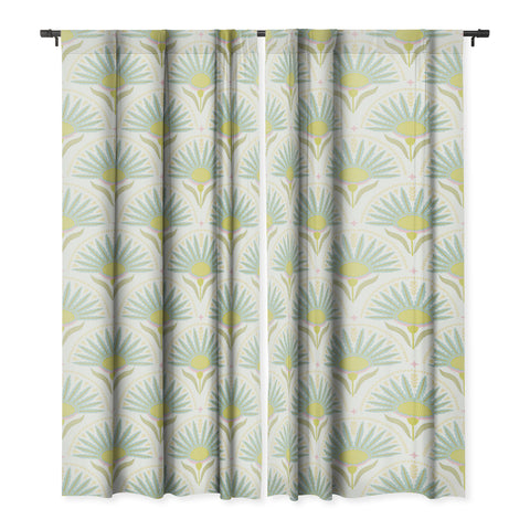 Iveta Abolina Fan Florals Aqua Yellow Blackout Non Repeat