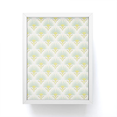 Iveta Abolina Fan Florals Aqua Yellow Framed Mini Art Print
