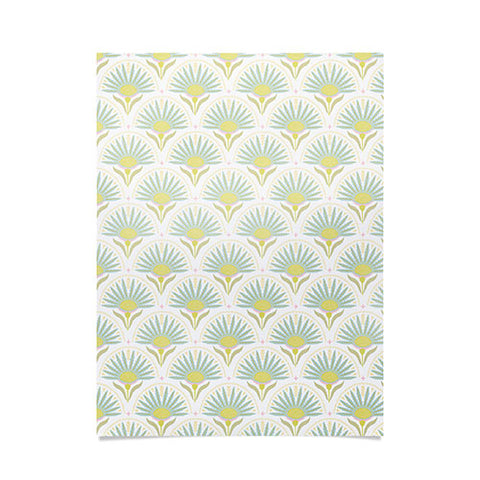 Iveta Abolina Fan Florals Aqua Yellow Poster