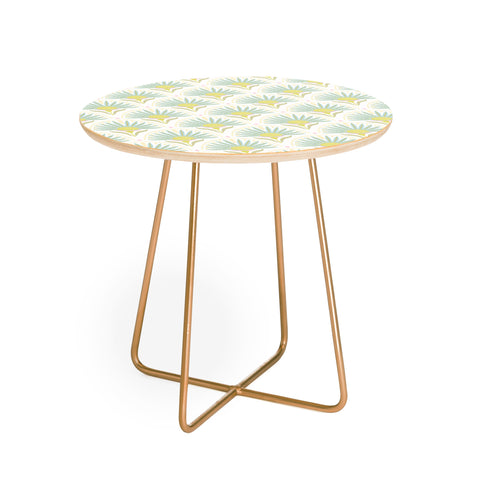 Iveta Abolina Fan Florals Aqua Yellow Round Side Table
