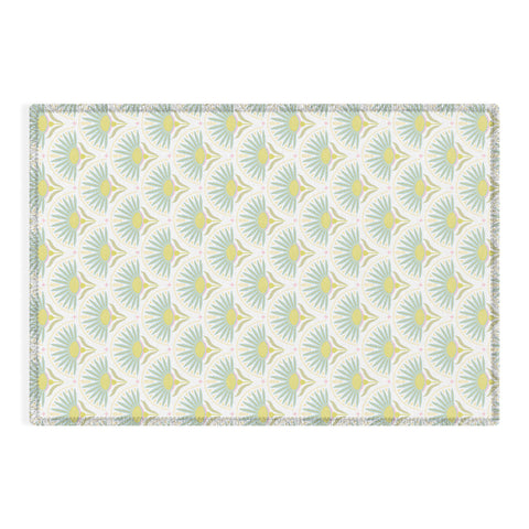 Iveta Abolina Fan Florals Aqua Yellow Outdoor Rug