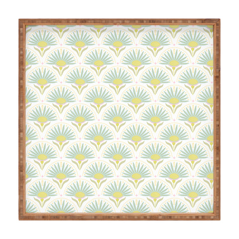 Iveta Abolina Fan Florals Aqua Yellow Square Tray