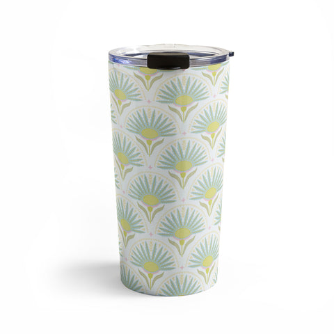 Iveta Abolina Fan Florals Aqua Yellow Travel Mug