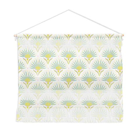 Iveta Abolina Fan Florals Aqua Yellow Wall Hanging Landscape