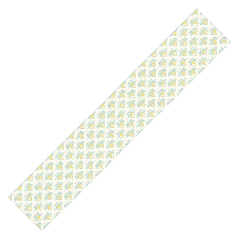 Iveta Abolina Fan Florals Aqua Yellow Table Runner