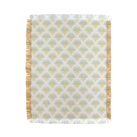 Iveta Abolina Fan Florals Aqua Yellow Throw Blanket