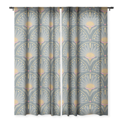 Iveta Abolina Fan Florals Green Sheer Window Curtain
