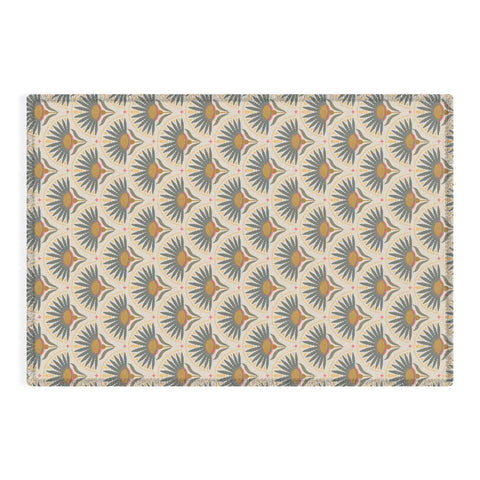 Iveta Abolina Fan Florals Teal Yellow Outdoor Rug