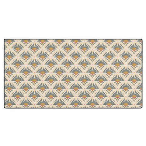 Iveta Abolina Fan Florals Teal Yellow Desk Mat