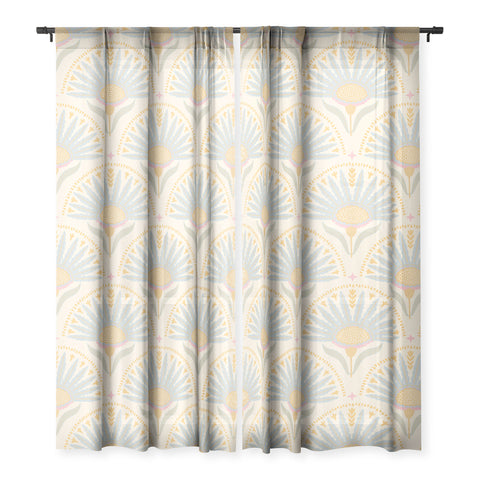 Iveta Abolina Fan Florals Yellow Sheer Window Curtain