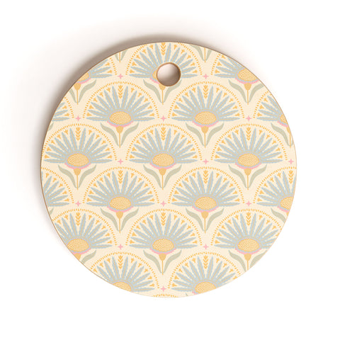 Iveta Abolina Fan Florals Yellow Cutting Board Round