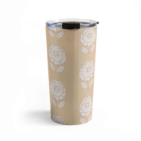 Iveta Abolina Floral Beige Coral Travel Mug