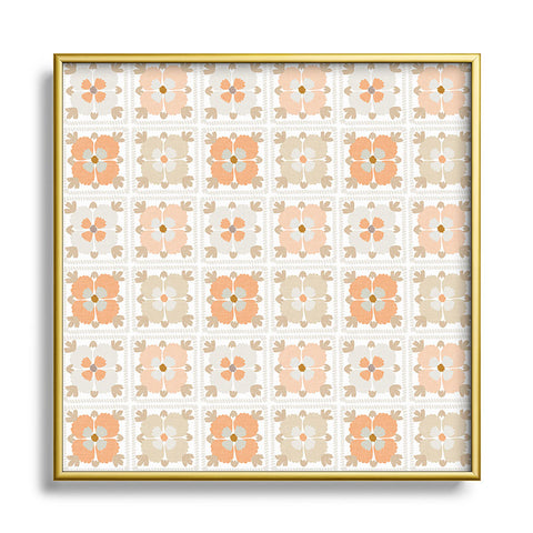 Iveta Abolina Floral Crochet Square Metal Framed Art Print