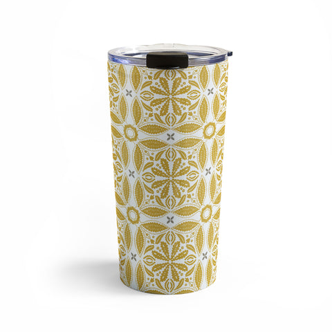 Iveta Abolina Floral Dijon White Travel Mug