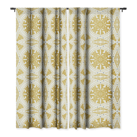 Iveta Abolina Floral Geometric Dijon Blackout Window Curtain