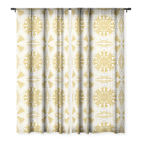 Iveta Abolina Floral Geometric Dijon Sheer Window Curtain