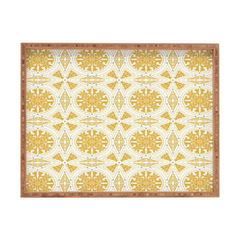 Iveta Abolina Floral Geometric Dijon Rectangular Tray