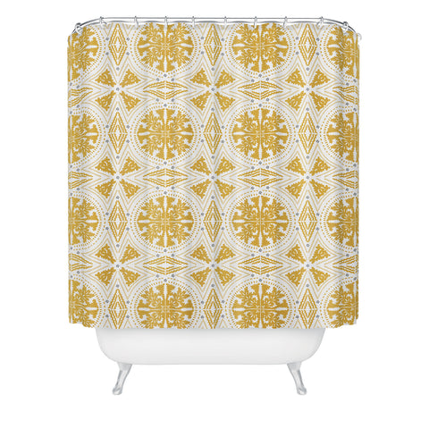 Iveta Abolina Floral Geometric Dijon Shower Curtain