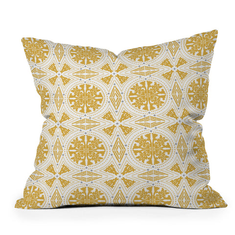 Iveta Abolina Floral Geometric Dijon Throw Pillow