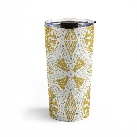 Iveta Abolina Floral Geometric Dijon Travel Mug