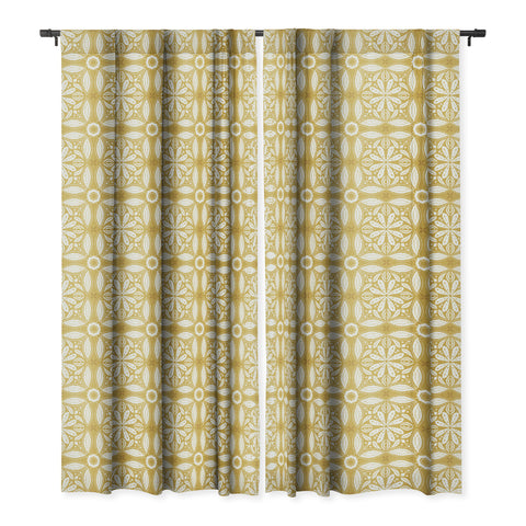 Iveta Abolina Floral Tile Dijon Blackout Window Curtain