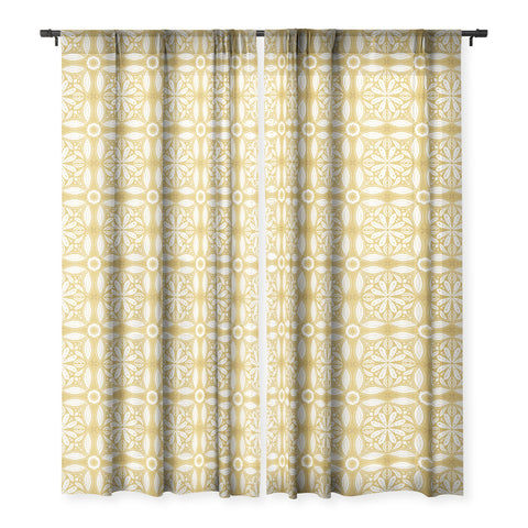 Iveta Abolina Floral Tile Dijon Sheer Window Curtain