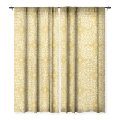 Iveta Abolina Floral Tile Dijon Light Sheer Window Curtain