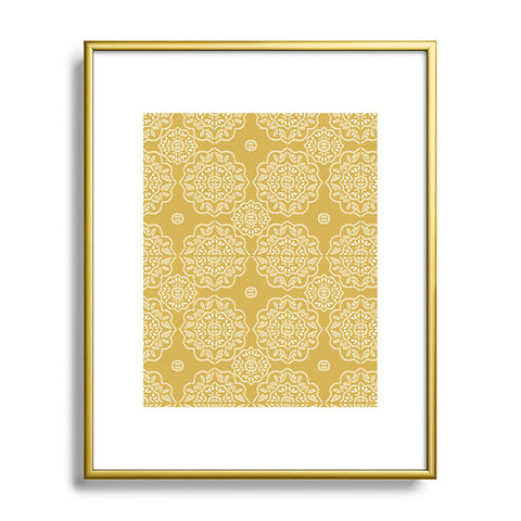 Iveta Abolina Floral Tile Dijon Light Metal Framed Art Print