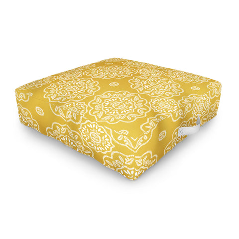 Iveta Abolina Floral Tile Dijon Light Outdoor Floor Cushion