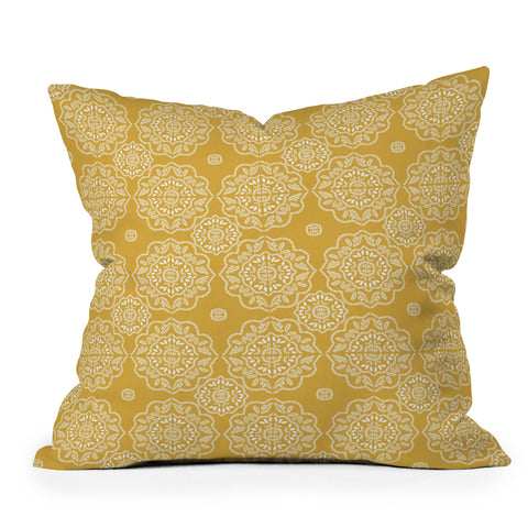 Iveta Abolina Floral Tile Dijon Light Throw Pillow