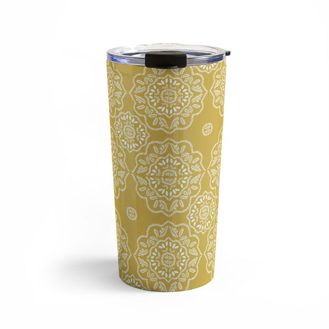 Iveta Abolina Floral Tile Dijon Light Travel Mug