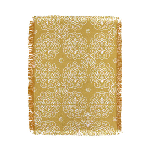 Iveta Abolina Floral Tile Dijon Light Throw Blanket