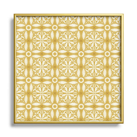 Iveta Abolina Floral Tile Dijon Square Metal Framed Art Print