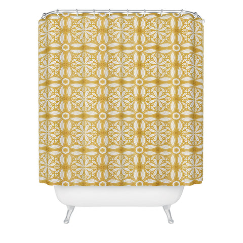 Iveta Abolina Floral Tile Dijon Shower Curtain