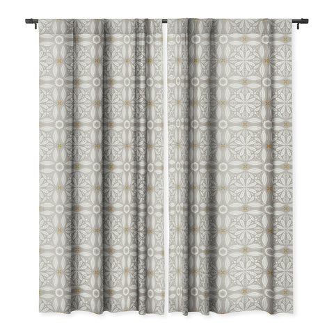 Iveta Abolina Floral Tile Grey Blackout Window Curtain