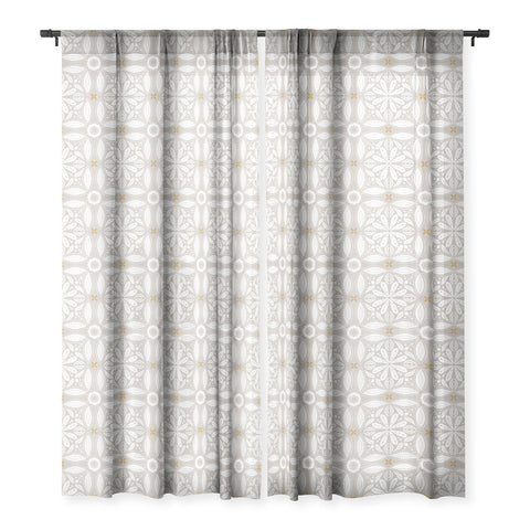 Iveta Abolina Floral Tile Grey Sheer Window Curtain